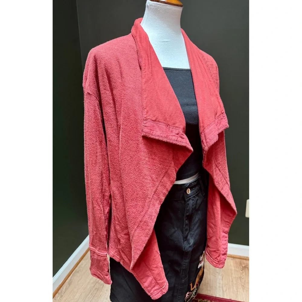 Eddie Bauer Red Drape Front Terry‎ Knit Sweater Women's Size M - Picture 5 of 8